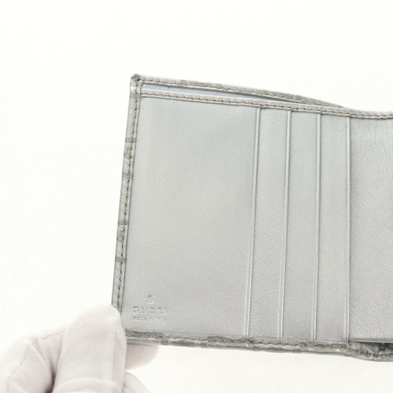 【日本直送】GUCCI GG帆布 Abbey Guccissima雙折皮夾 皮革 銀色 154205 正品 am9314V-18