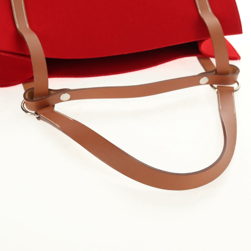 【日本直送】愛馬仕 Cabaricol 毛氈肩包 紅色 銀色 正品 bs29978V-6