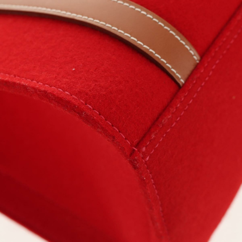 【日本直送】愛馬仕 Cabaricol 毛氈肩包 紅色 銀色 正品 bs29978V-14