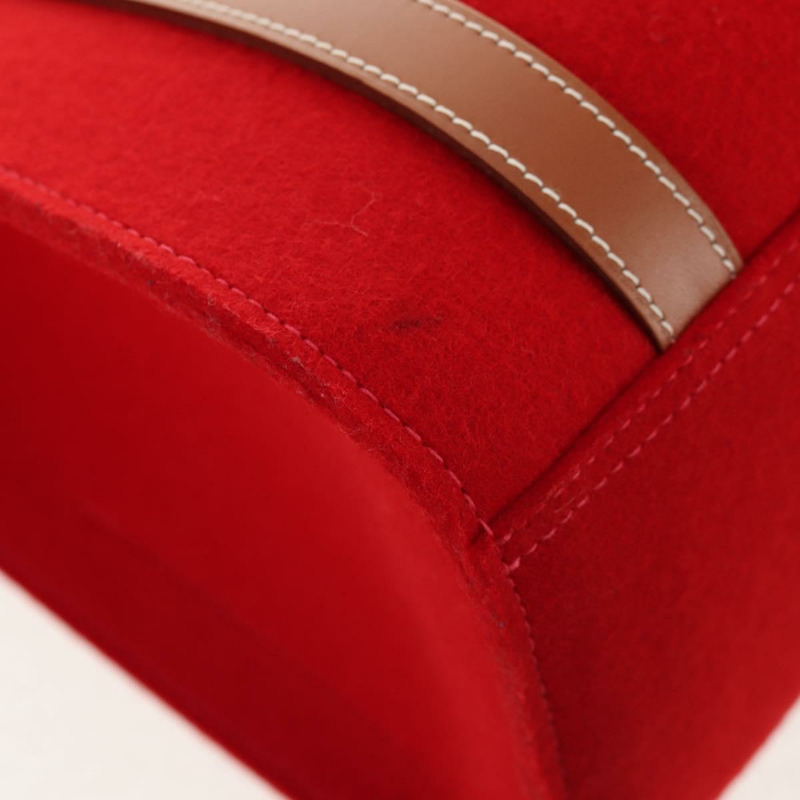 【日本直送】愛馬仕 Cabaricol 毛氈肩包 紅色 銀色 正品 bs29978V-16