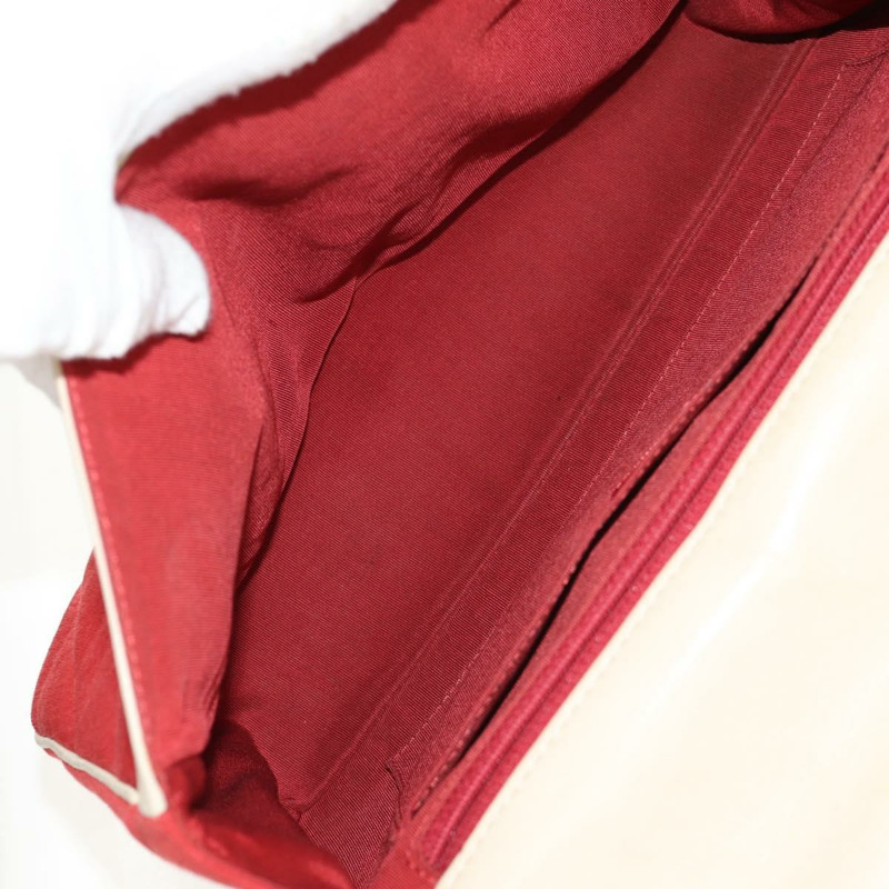 【日本直送】香奈兒 V 字縫線翻蓋鏈條單肩包 棉質 紅色 銀色 CC 標誌 正品 bs29952V-10