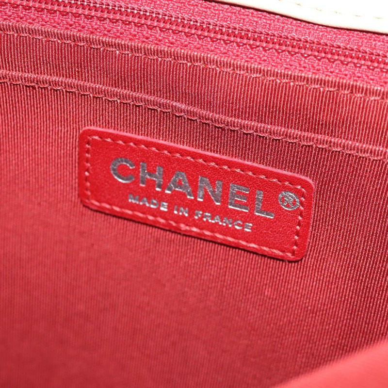 【日本直送】香奈兒 V 字縫線翻蓋鏈條單肩包 棉質 紅色 銀色 CC 標誌 正品 bs29952V-22
