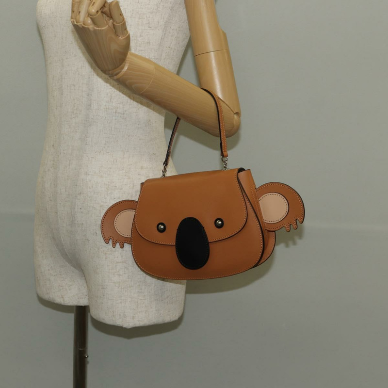 【日本直送】GUCCI 兒童無尾熊手提包 皮革 棕色 銀色 605824 正品 146368V-25