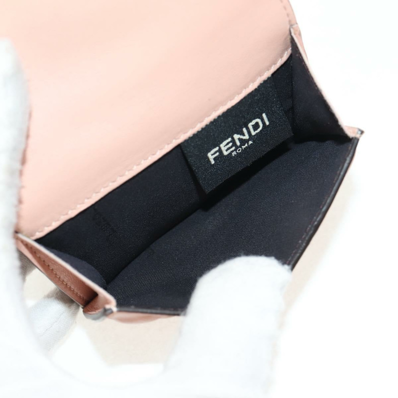 【日本直送】FENDI Zucca帆布三折皮夾 皮革 粉紅色 金飾 正品 BA6630M-8