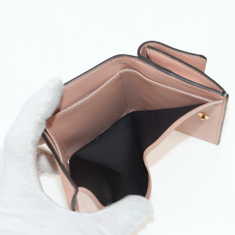 【日本直送】FENDI Zucca帆布三折皮夾 皮革 粉紅色 金飾 正品 BA6630M-10