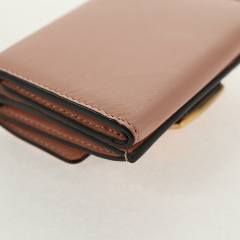 【日本直送】FENDI Zucca帆布三折皮夾 皮革 粉紅色 金飾 正品 BA6630M-14