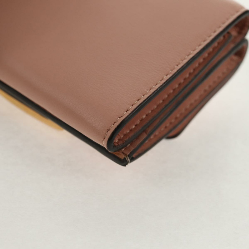 【日本直送】FENDI Zucca帆布三折皮夾 皮革 粉紅色 金飾 正品 BA6630M-15