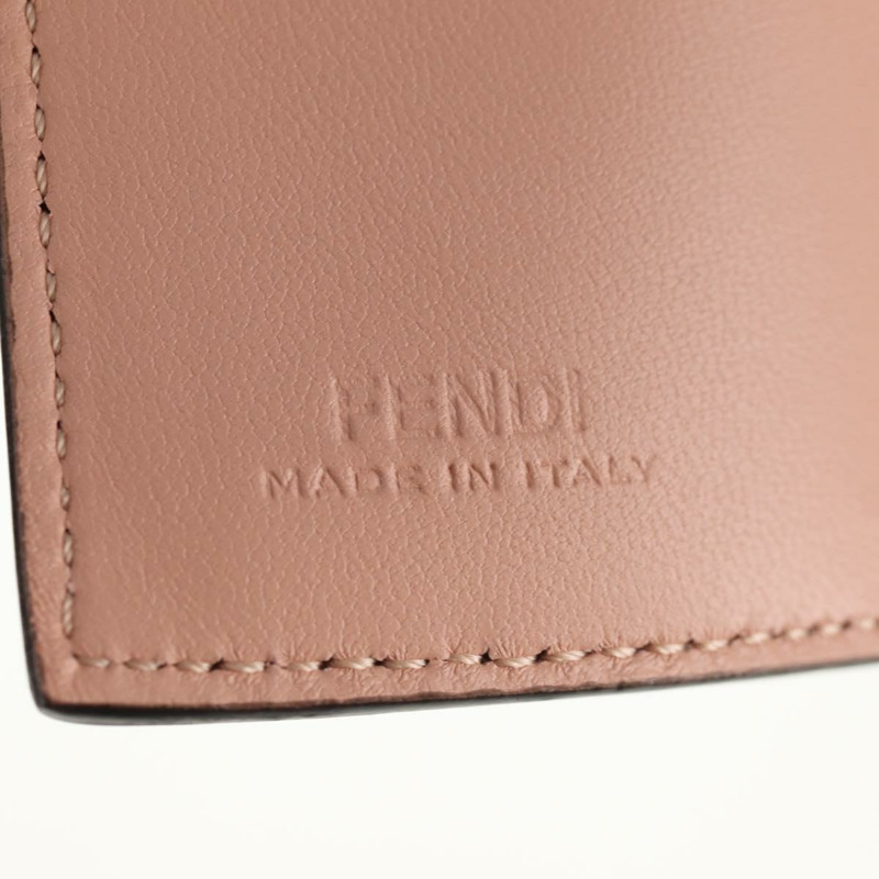 【日本直送】FENDI Zucca帆布三折皮夾 皮革 粉紅色 金飾 正品 BA6630M-19