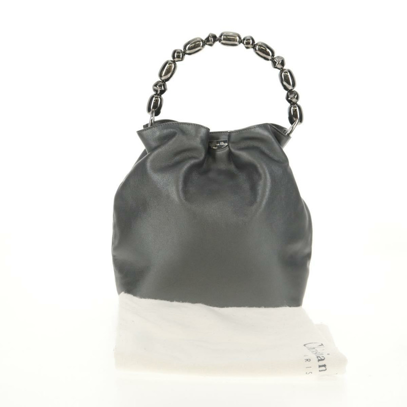 【日本直送】Christian Dior Maris Pearl 手提包 皮革 銀色 正品 sw1587V-11