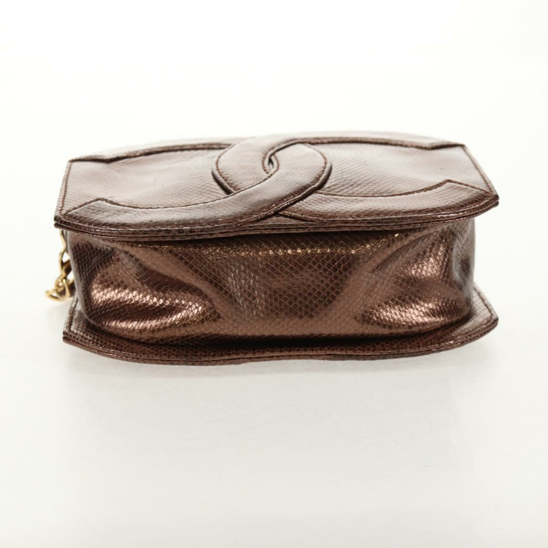 【日本直送】香奈兒 COCO 標誌鏈條肩背包，魚子醬紋皮革，古銅金色，CC 標誌，正品編號 142318V-4