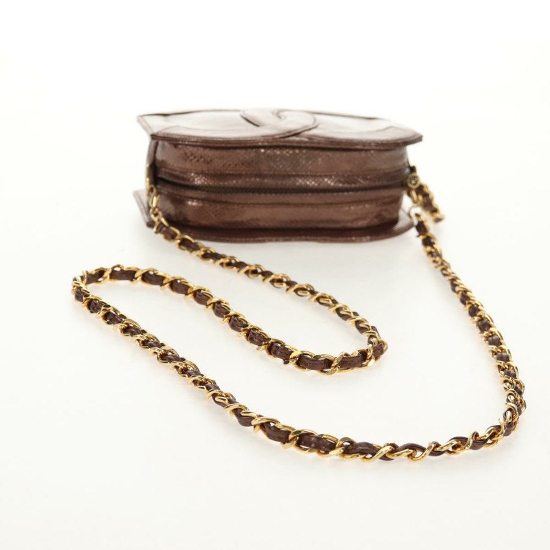 【日本直送】香奈兒 COCO 標誌鏈條肩背包，魚子醬紋皮革，古銅金色，CC 標誌，正品編號 142318V-6