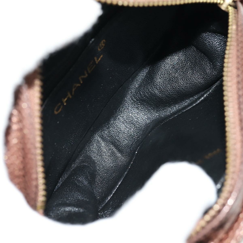 【日本直送】香奈兒 COCO 標誌鏈條肩背包，魚子醬紋皮革，古銅金色，CC 標誌，正品編號 142318V-9