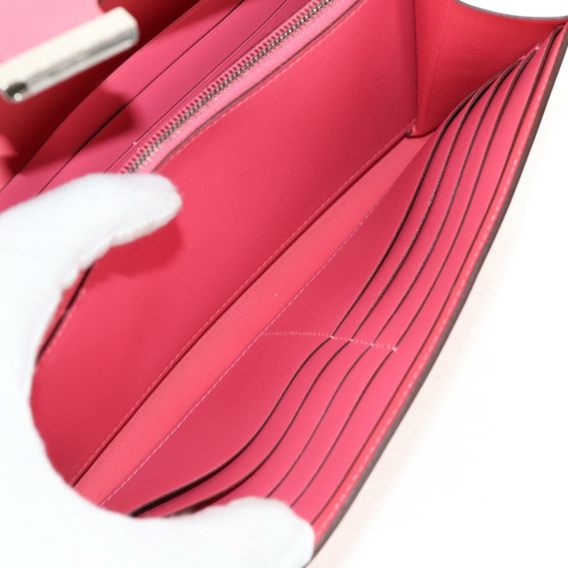 【日本直送】愛馬仕 Constance 長版皮夾，粉紅真皮，正品編號 141188M-23