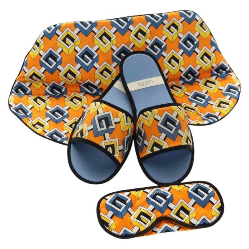 【日本直送】GUCCI 旅行套裝 旅行箱 絲綢 橘色 藍色 正品 141722M-0