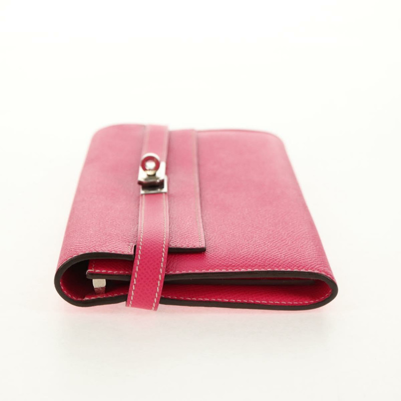 【日本直送】愛馬仕 Kelly 長皮夾，粉紅色銀色真皮，正品 141187M-2