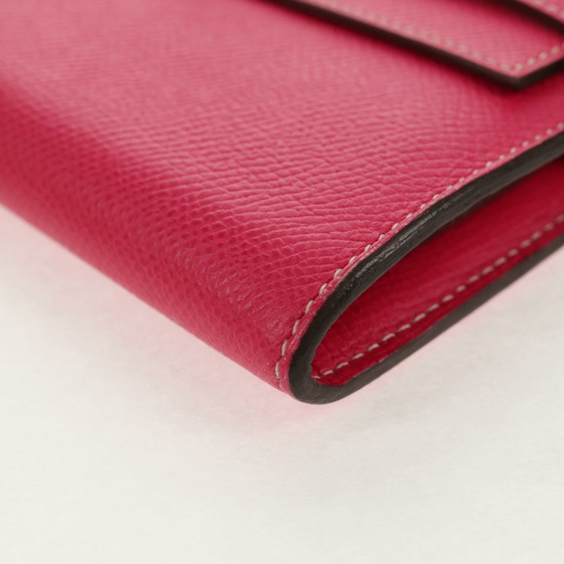 【日本直送】愛馬仕 Kelly 長皮夾，粉紅色銀色真皮，正品 141187M-14