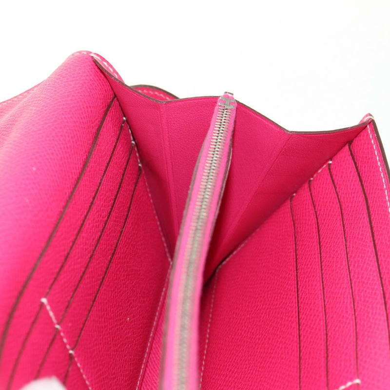 【日本直送】愛馬仕 Kelly 長皮夾，粉紅色銀色真皮，正品 141187M-23