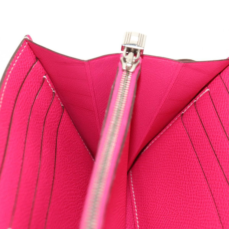 【日本直送】愛馬仕 Kelly 長皮夾，粉紅色銀色真皮，正品 141187M-24