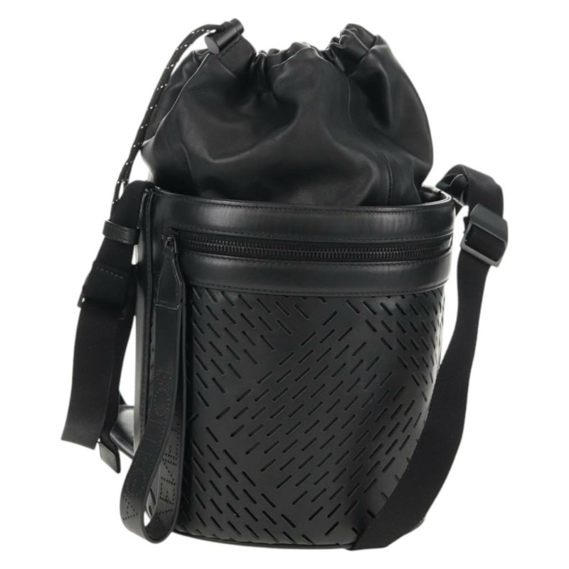 【日本直送】BOTTEGA VENETA 水桶單肩包，黑色打孔皮革，正品 BA6816M-0