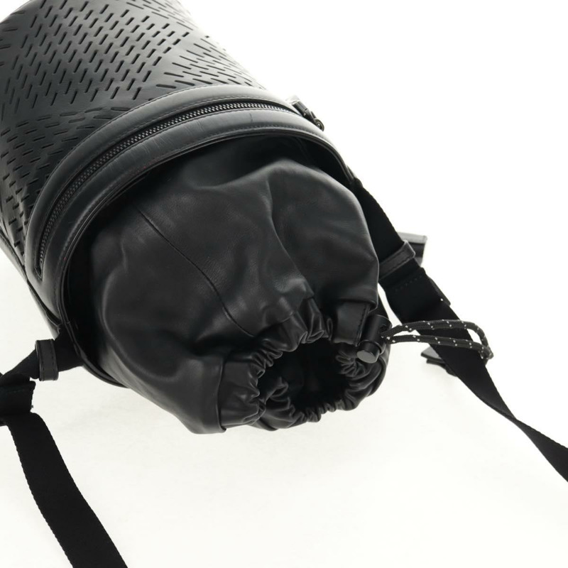 【日本直送】BOTTEGA VENETA 水桶單肩包，黑色打孔皮革，正品 BA6816M-5