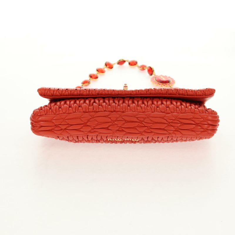 【日本直送】Miu Miu Matelasse Bijoux 單肩包 皮革 橙色 金 正品 yk19711V-4