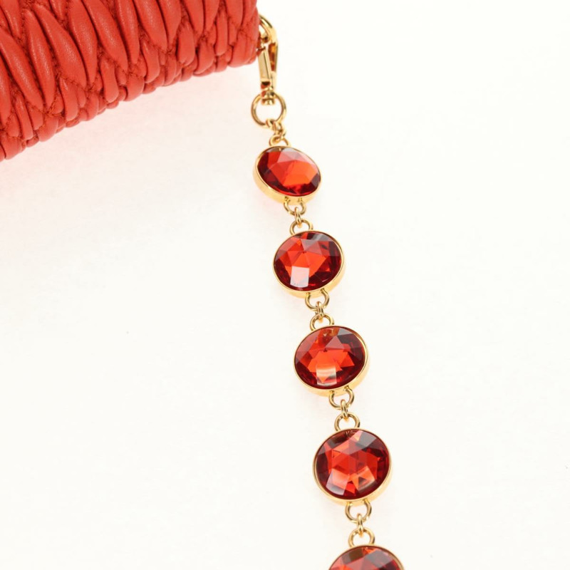 【日本直送】Miu Miu Matelasse Bijoux 單肩包 皮革 橙色 金 正品 yk19711V-14