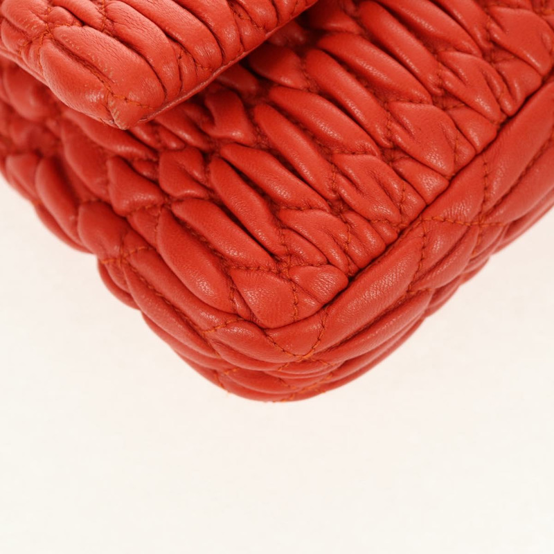 【日本直送】Miu Miu Matelasse Bijoux 單肩包 皮革 橙色 金 正品 yk19711V-16