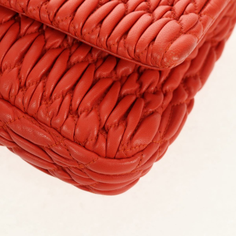 【日本直送】Miu Miu Matelasse Bijoux 單肩包 皮革 橙色 金 正品 yk19711V-17