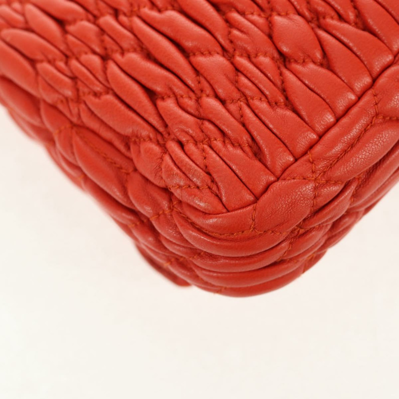 【日本直送】Miu Miu Matelasse Bijoux 單肩包 皮革 橙色 金 正品 yk19711V-18