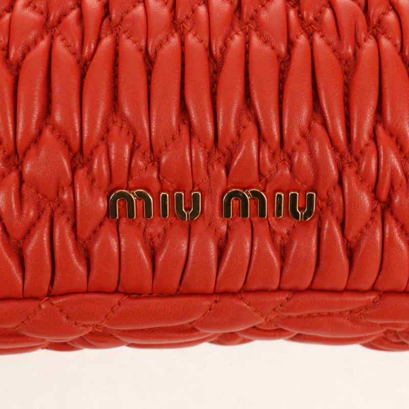 【日本直送】Miu Miu Matelasse Bijoux 單肩包 皮革 橙色 金 正品 yk19711V-20