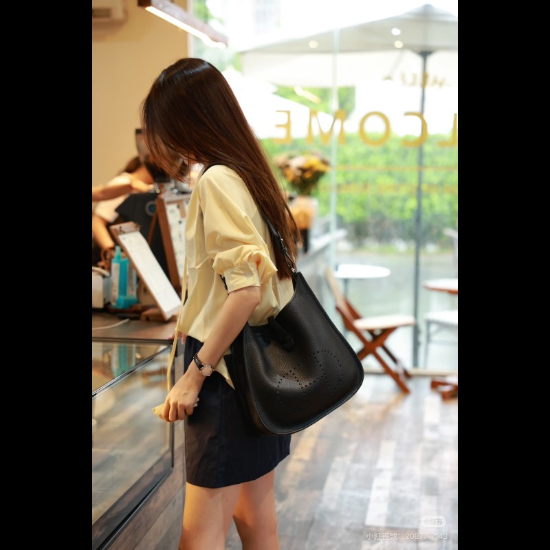 HERMES 愛馬仕黑色銀釦evelyne 29-1