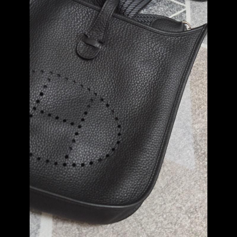 HERMES 愛馬仕黑色銀釦evelyne 29-6