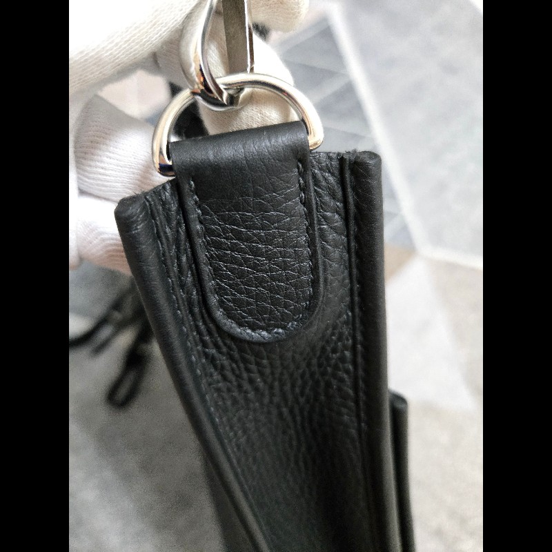 HERMES 愛馬仕黑色銀釦evelyne 29-16