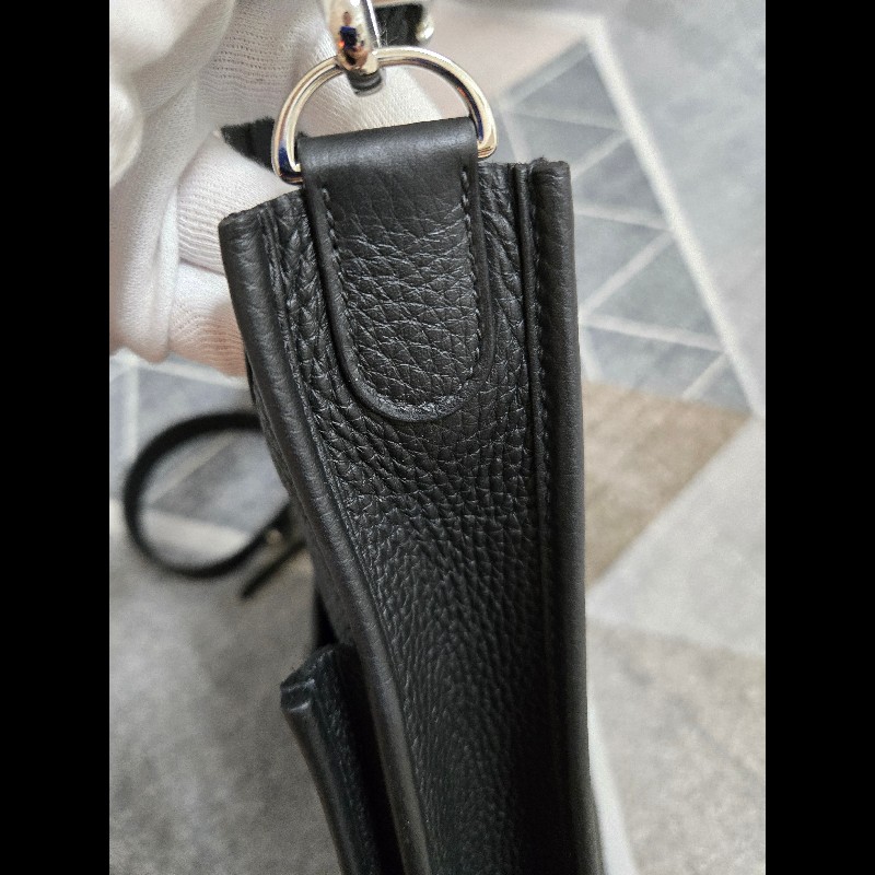 HERMES 愛馬仕黑色銀釦evelyne 29-23