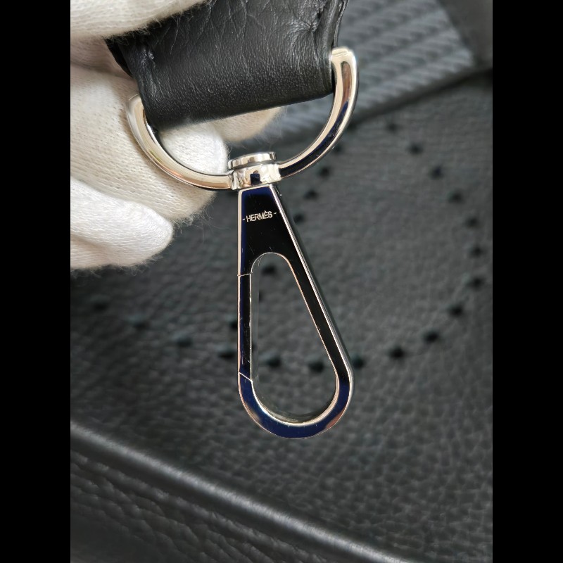 HERMES 愛馬仕黑色銀釦evelyne 29-26