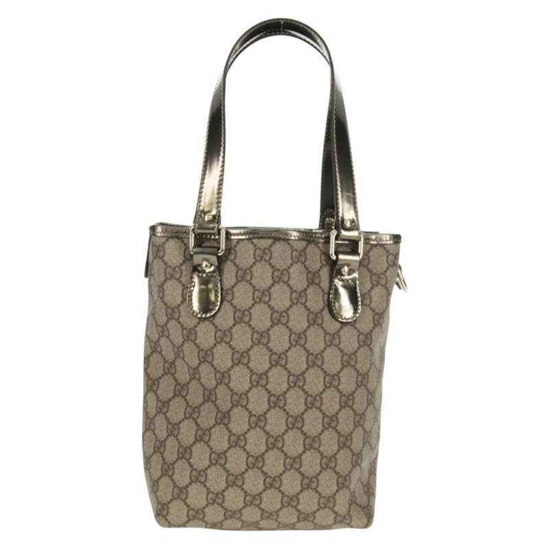 【日本直送】GUCCI GG Supreme 托特包 PVC 皮革 米色 銀色 189897 正品 yk19708V-1