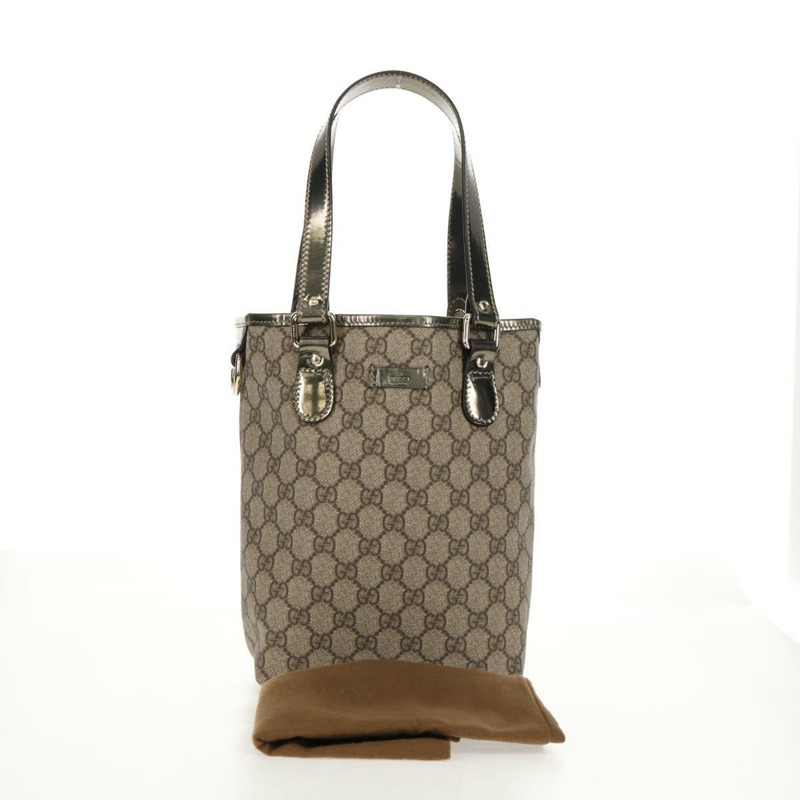 【日本直送】GUCCI GG Supreme 托特包 PVC 皮革 米色 銀色 189897 正品 yk19708V-11