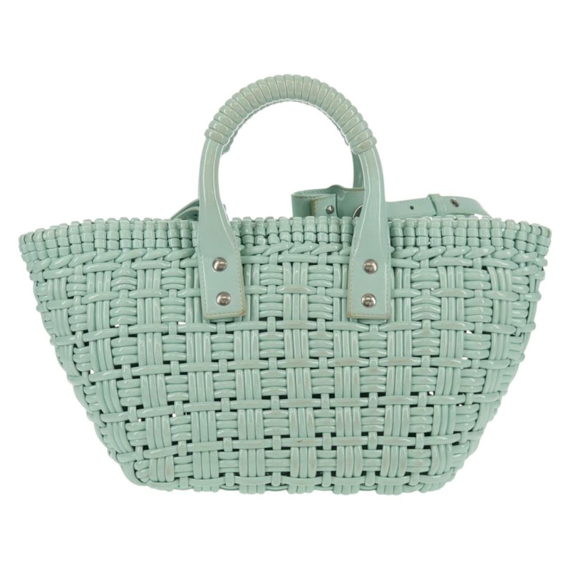 【日本直送】BALENCIAGA Bistro XS 手提包，橡膠材質，兩用，青檸綠/銀色，貨號 671342，正品號 147970V-1