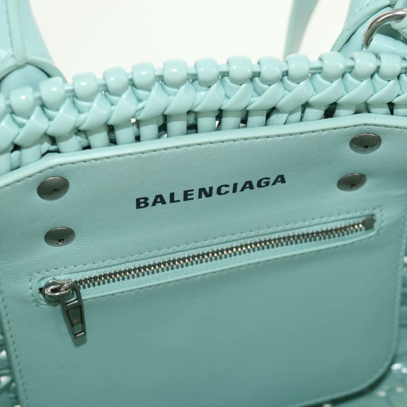 【日本直送】BALENCIAGA Bistro XS 手提包，橡膠材質，兩用，青檸綠/銀色，貨號 671342，正品號 147970V-22