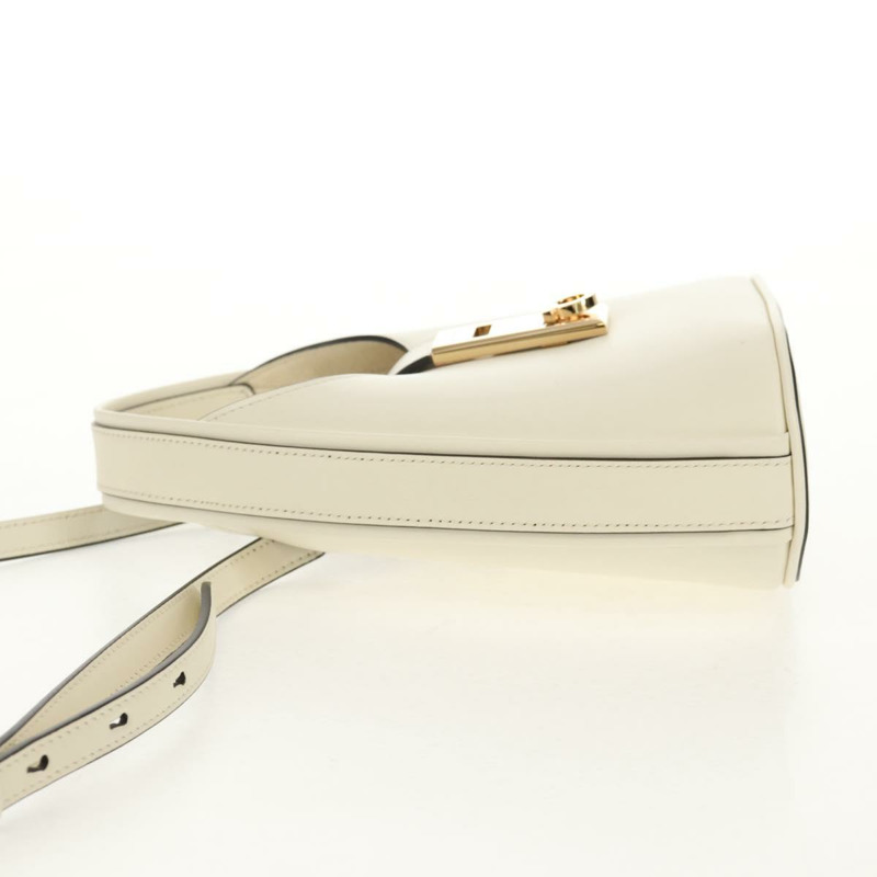 【日本直送】Salvatore Ferragamo Gancini 手提包 皮革 2way 白金 Auth 147514M-2