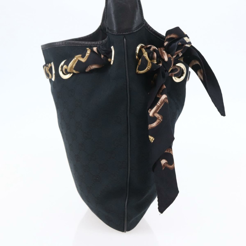 【日本直送】GUCCI GG帆布肩背包 黑色 金色 155563 正品 147670V-2