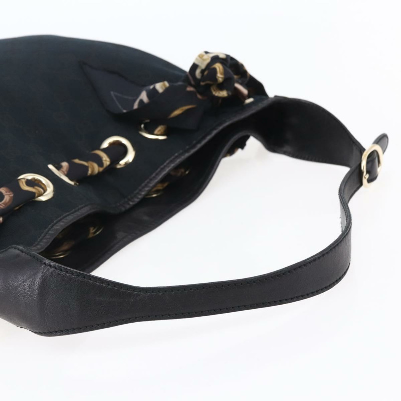 【日本直送】GUCCI GG帆布肩背包 黑色 金色 155563 正品 147670V-6