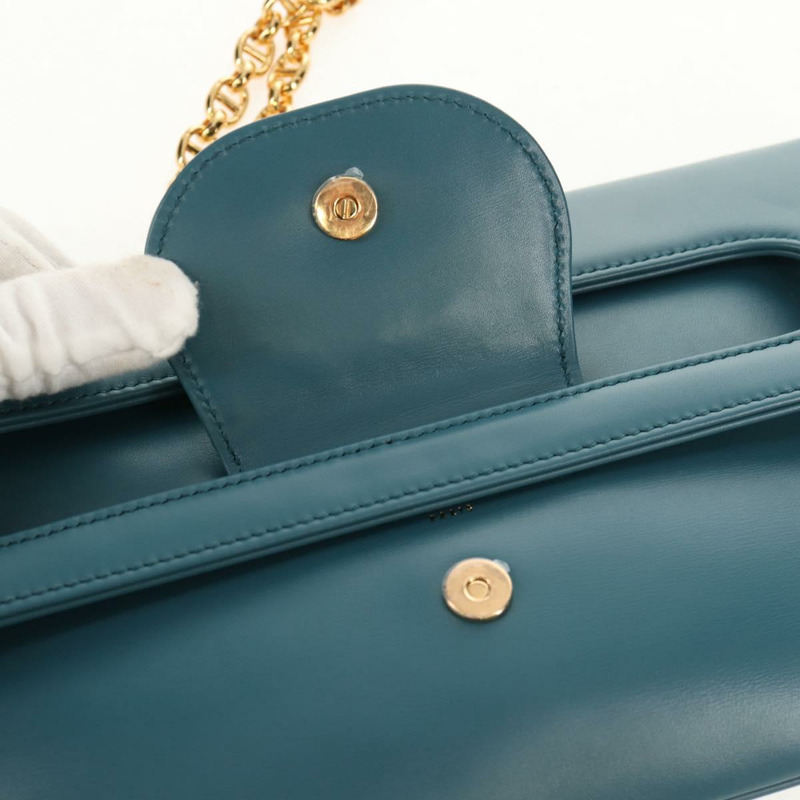 【日本直送】Christian Dior 鏈條雙肩包 皮革 藍色 金色 正品 147974M-20