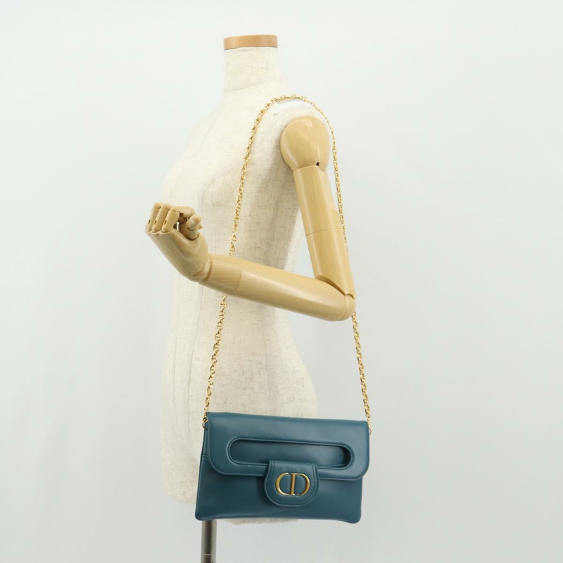 【日本直送】Christian Dior 鏈條雙肩包 皮革 藍色 金色 正品 147974M-26