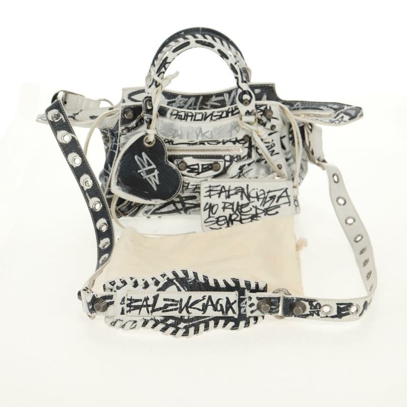 【日本直送】BALENCIAGA Neo Kagol XS 手提包 皮革 白色 銀色 700940 正品 136599M-11