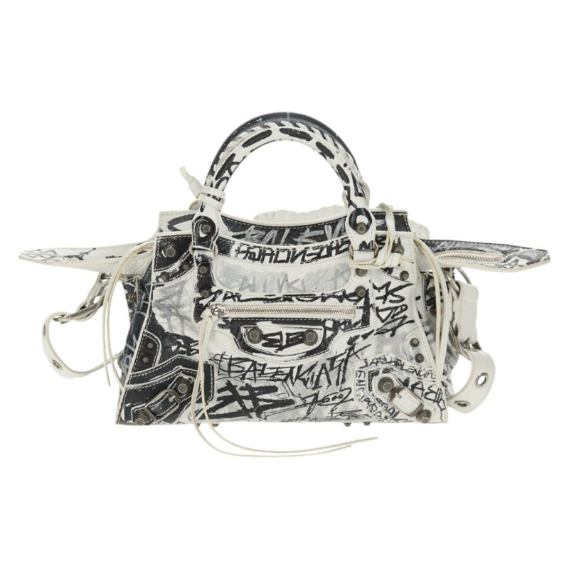 【日本直送】BALENCIAGA Neo Kagol XS 手提包 皮革 白色 銀色 700940 正品 136599M-12