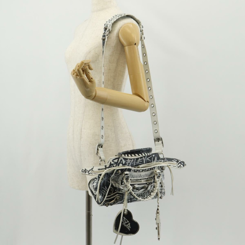 【日本直送】BALENCIAGA Neo Kagol XS 手提包 皮革 白色 銀色 700940 正品 136599M-33