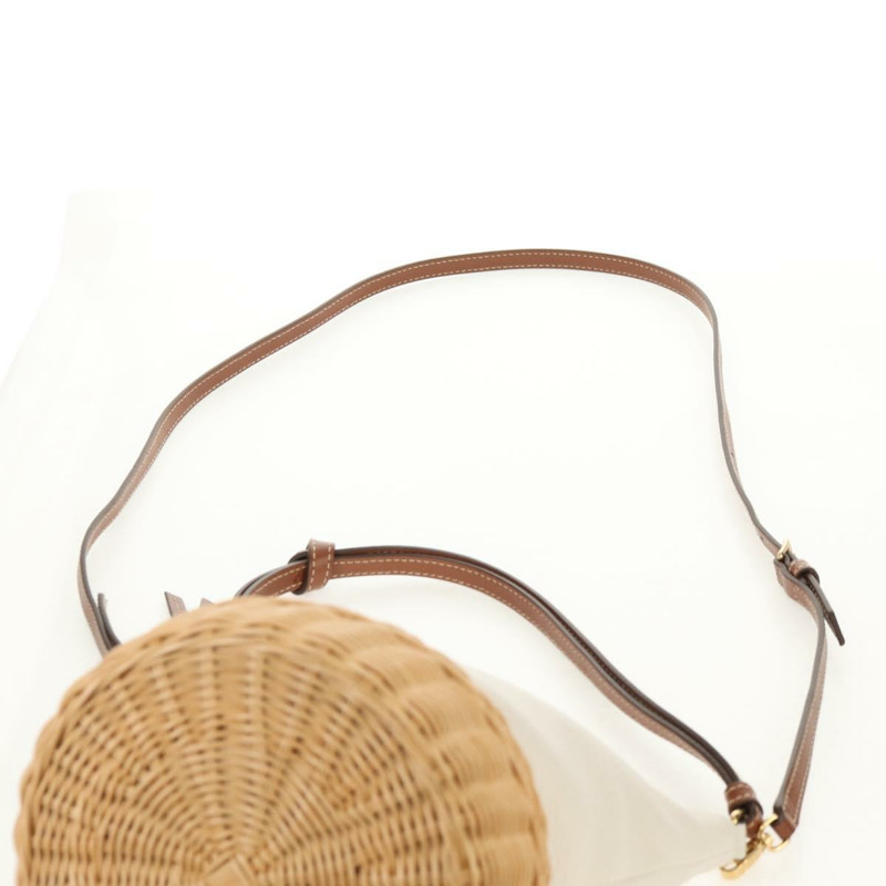 【日本直送】Miu Miu 拉菲草編織白色金色單肩包 正品 129783M-14