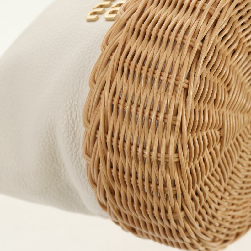 【日本直送】Miu Miu 拉菲草編織白色金色單肩包 正品 129783M-15