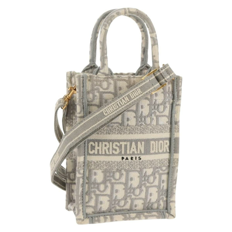 【日本直送】Christian Dior Oblique Book 手提單肩包 帆布 灰色 金色 正品 129785M-0